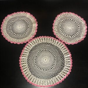 BUNDLE OF THREE DAINTY HANDMADE DOILIES